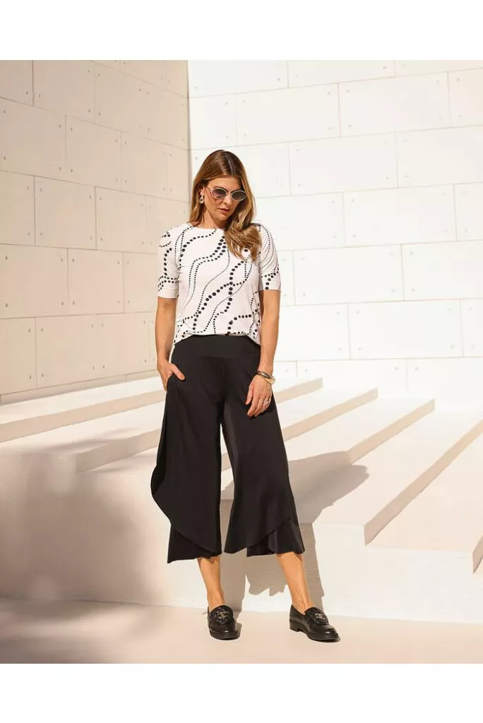 Calça Izabel Pantacourt Dupla em Fluity Preta 1