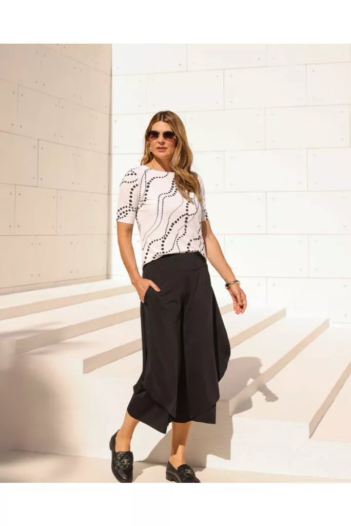 Calça Izabel Pantacourt Dupla em Fluity Preta 1
