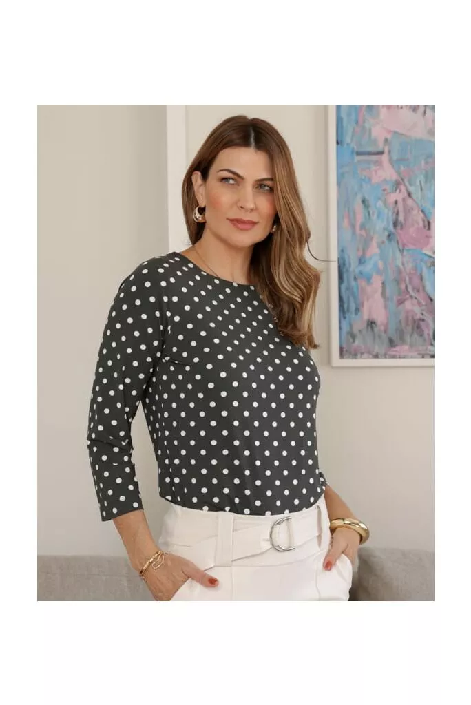 Blusa Cleide Cinza Poá 1