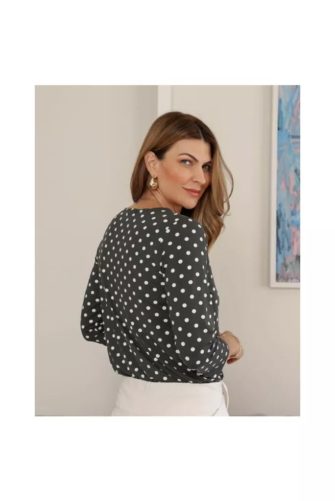 Blusa Cleide Cinza Poá 1