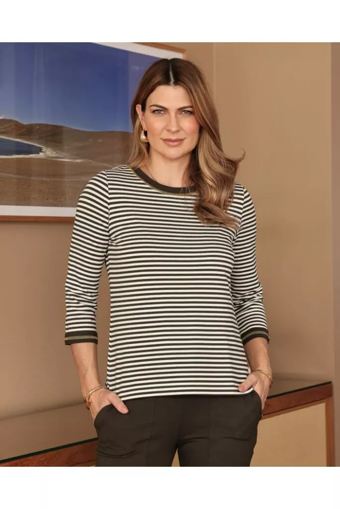 Conjunto Suzi Verde Militar Listrado Feminino Moletinho 1
