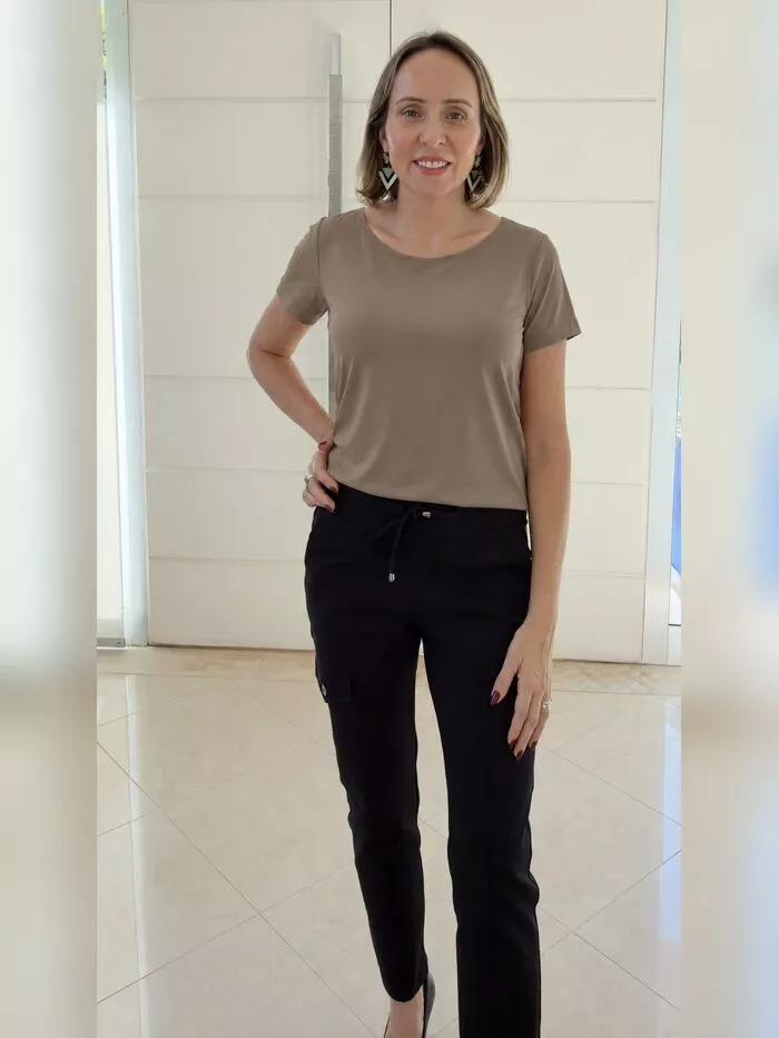 Blusa Fernanda Malha Fria marrom claro 1