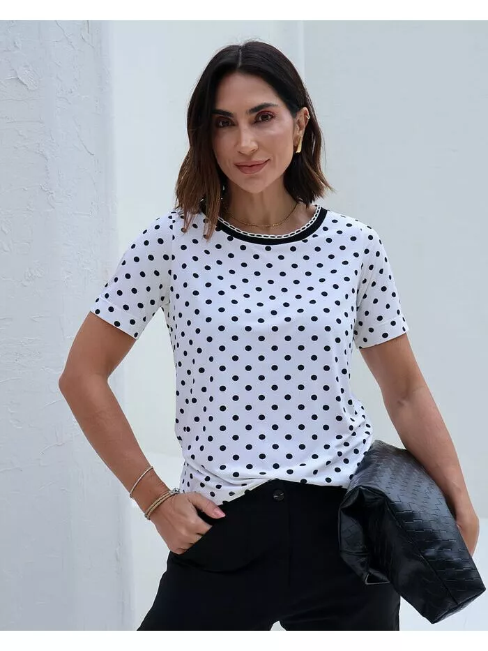 Blusa Ticiane com Poá Preto 1
