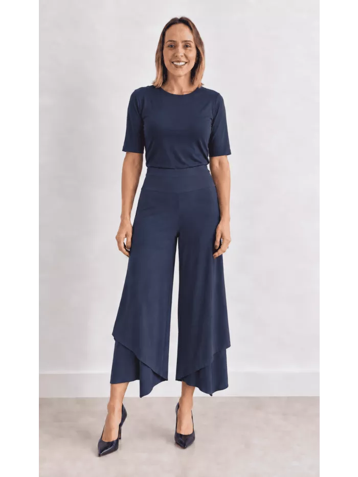 Calça Izabel Pantacourt Dupla em Fluity Azul 1