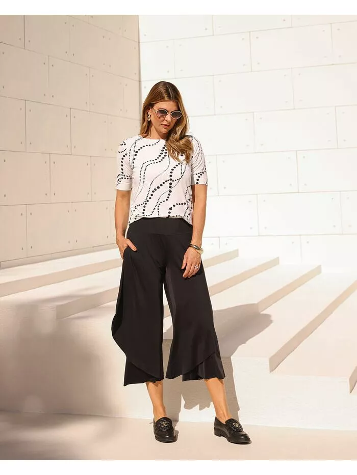 Calça Izabel Pantacourt Dupla em Fluity Preta 1