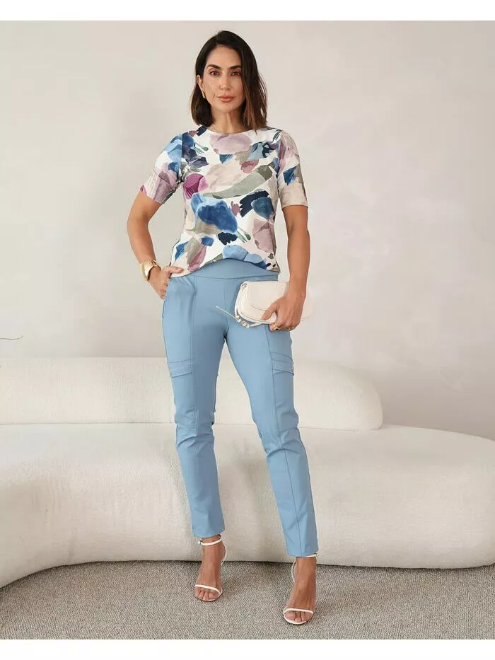 Calça Pietra em malha  Azul-Clara 1