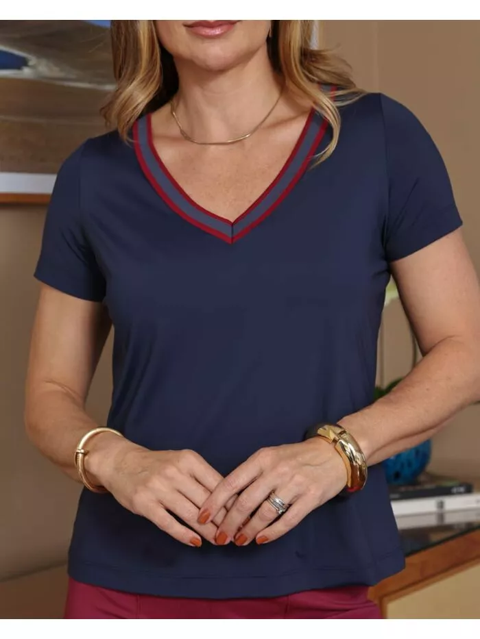 Blusa Valentina Bordo  em Malha Fluity com Decote V 1