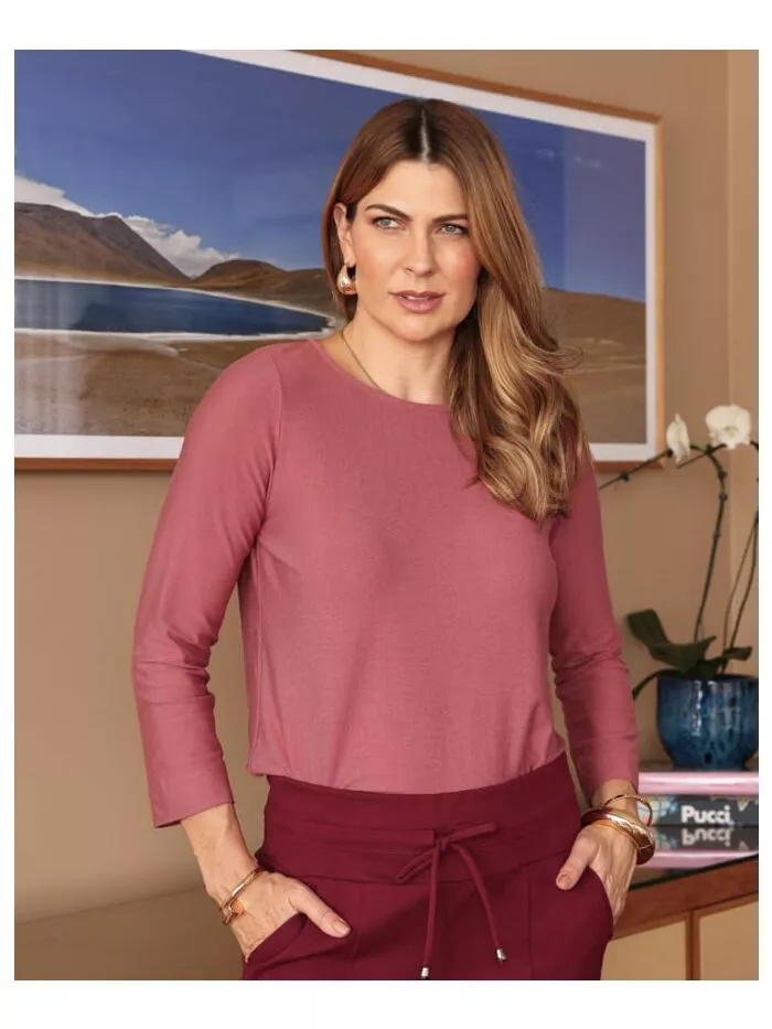 Blusa Fátima em Malha Leve Cor Rosê Antigo 1
