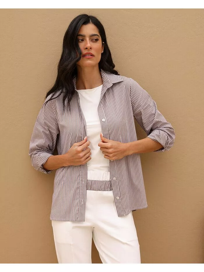 Camisa Virginia listrada marrom 1