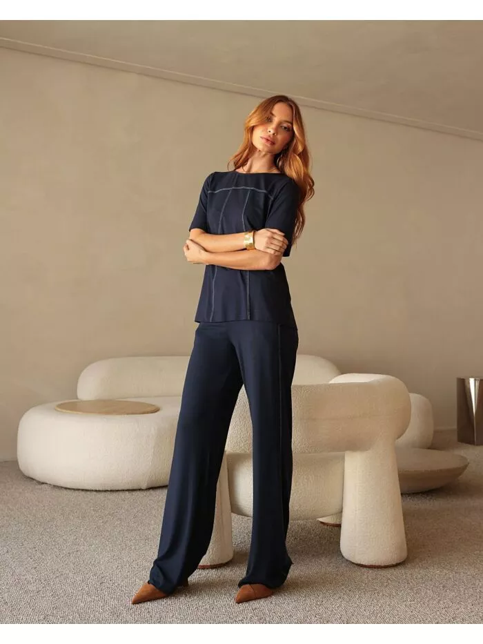 Conjunto Diana em Malha Denim Azul-Marinho 1