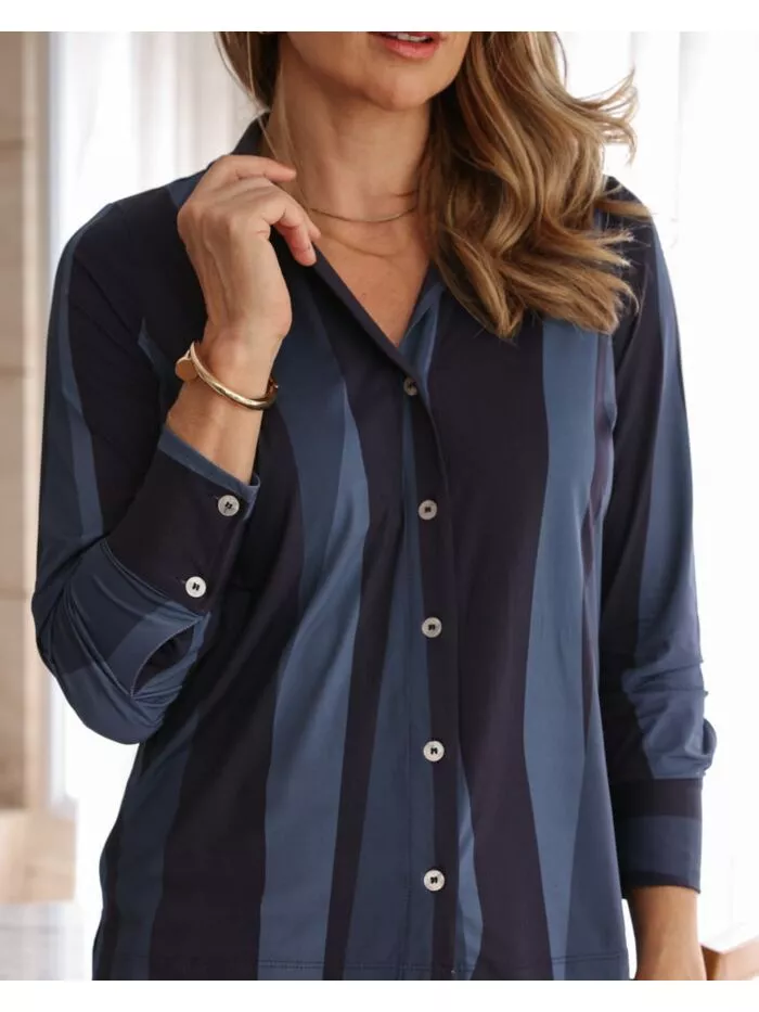 Camisa Clarice Denim em Malha Fria Estampada 1