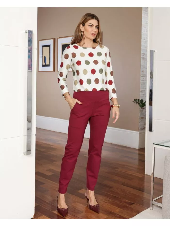 Calça Elis Feminina Malha Estruturada Bordo 1