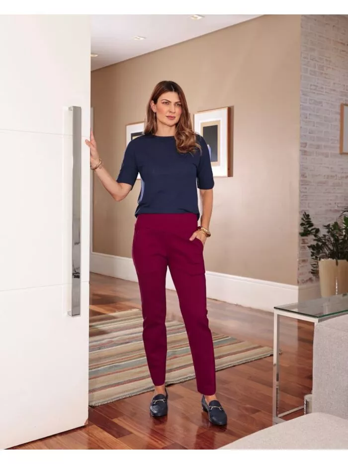 Calça Elis Feminina Malha Estruturada Vinho 1