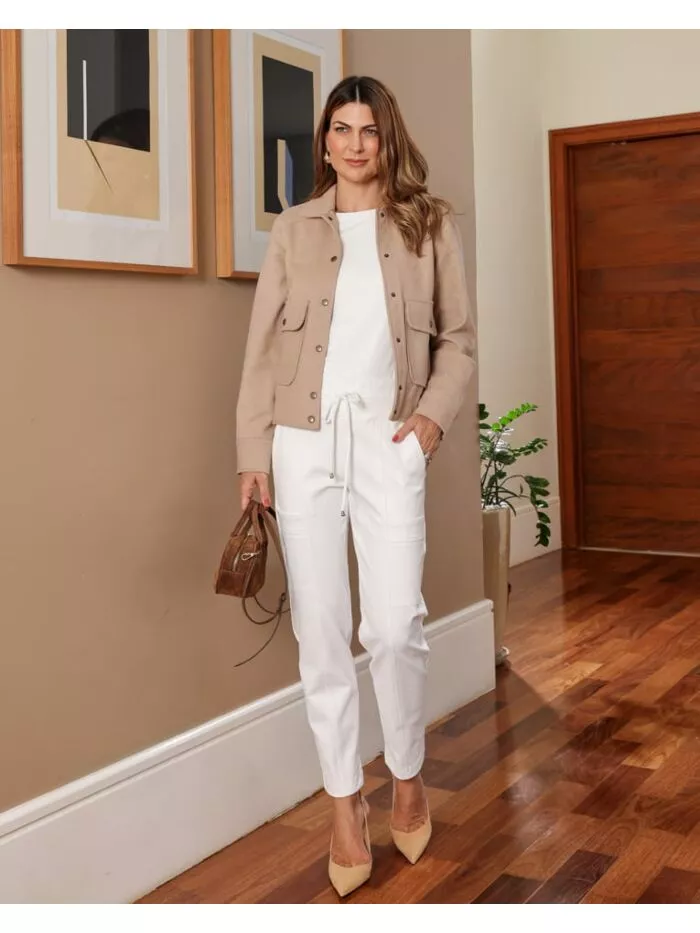 Calça Paola Feminina Malha Estruturada Off White 1