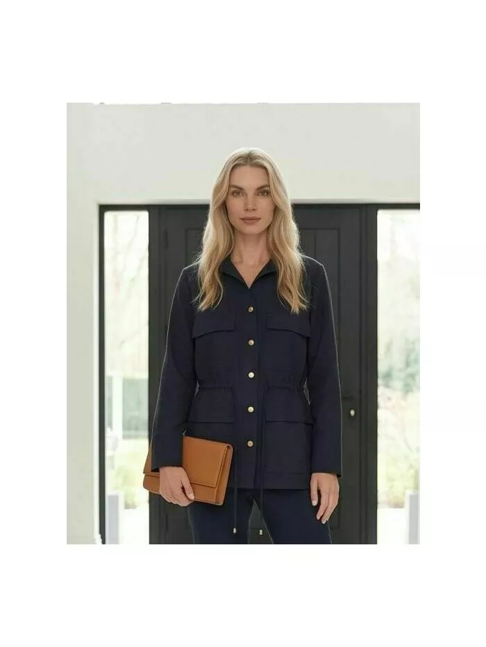 Parka Aline Feminina em Linho  Marinho 1