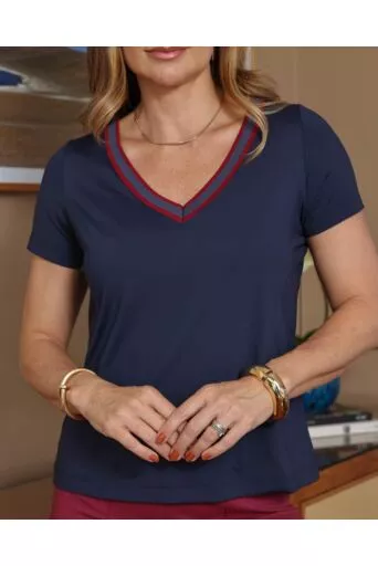 Blusa Valentina Bordo  em Malha Fluity com Decote V 1