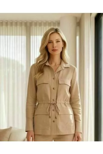 Parka Aline Feminina em Linho Bege 1