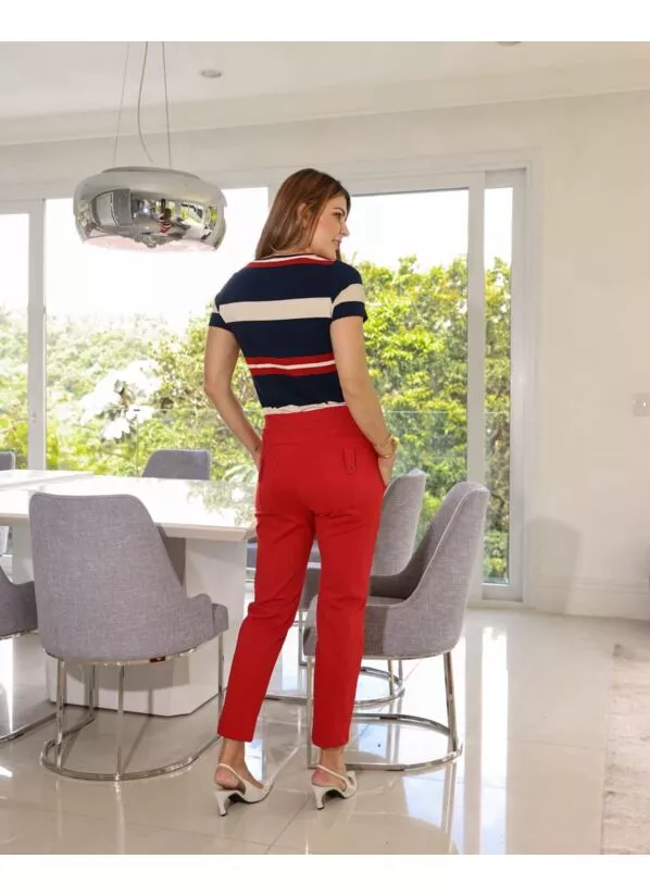 Calça Paola vermelha Malha Estruturada 2