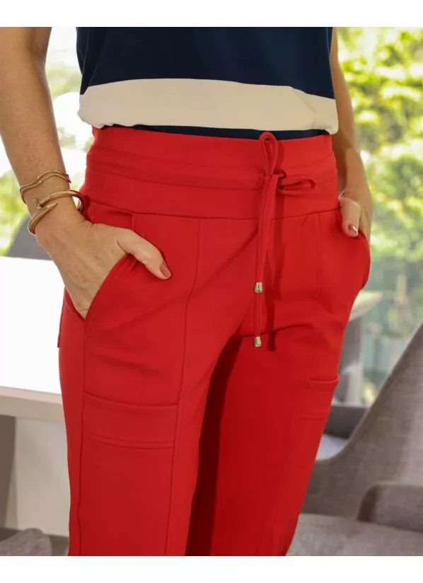 Calça Paola vermelha Malha Estruturada 3