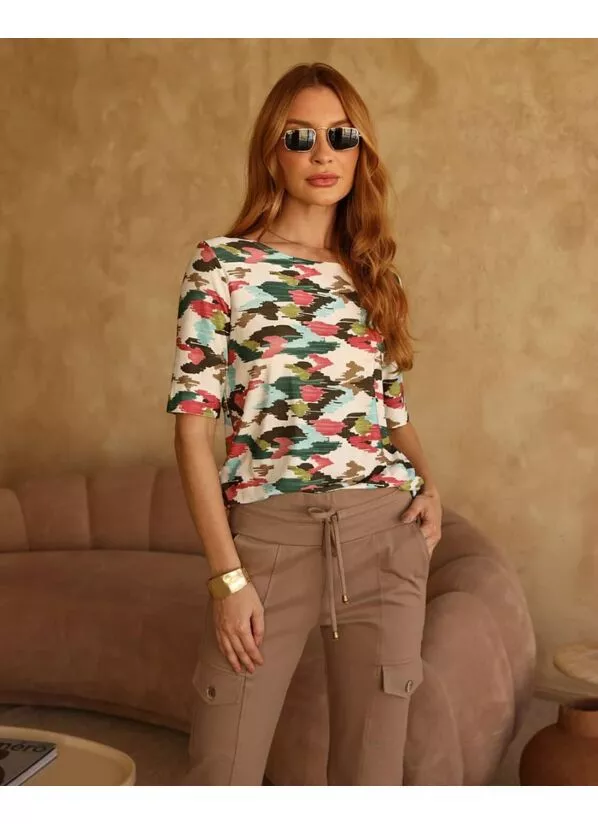 Blusa Janaína Estampada em Malha Leve 1