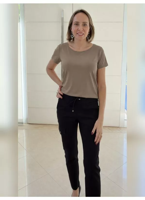 Blusa Fernanda Malha Fria marrom claro 1