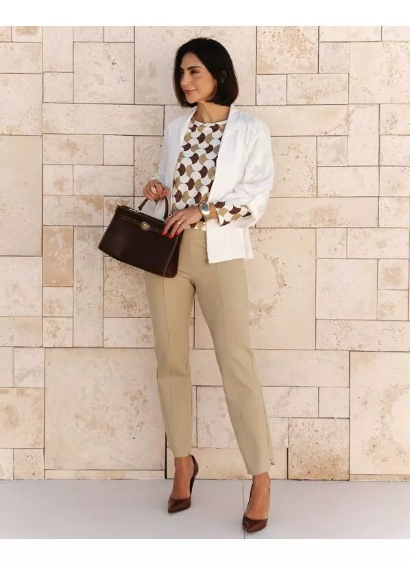 Calça Greta em Malha Bege 2