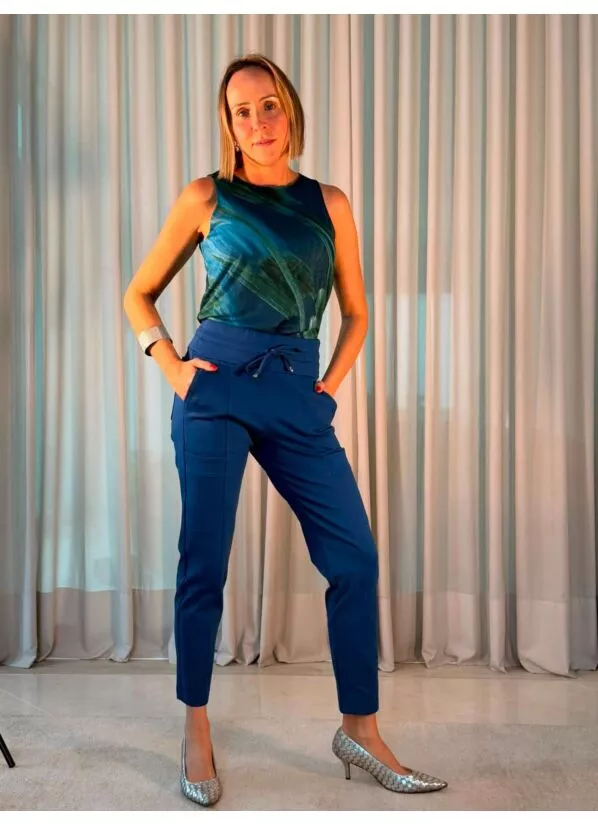 Calça Paola em Malha Azul 1