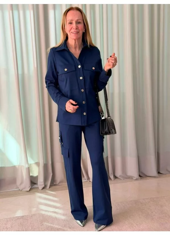 Conjunto Leila em Malha Estruturada Azul 1