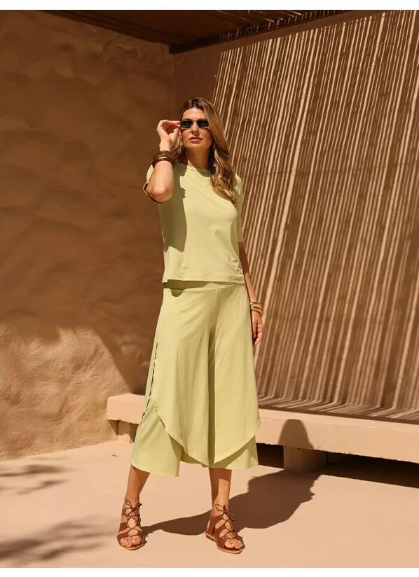 Calça Izabel Pantacourt Dupla em Fluity Limone 1