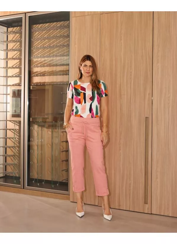 Calça Lulu em malha Rosa 1