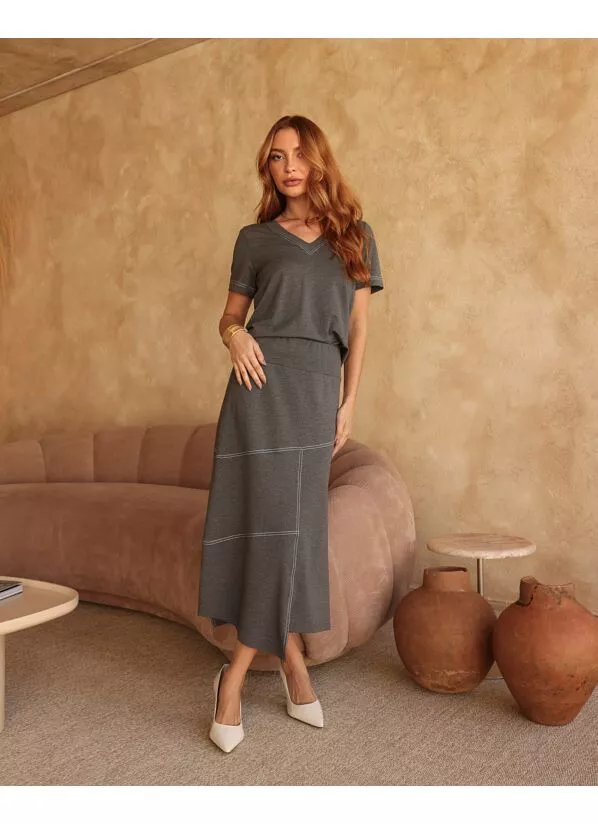 Conjunto Julie em malha cinza 1