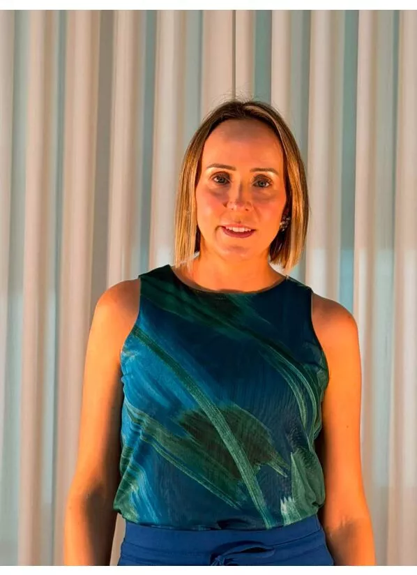 Regata Eloá em Tule Estampa em Azul 1