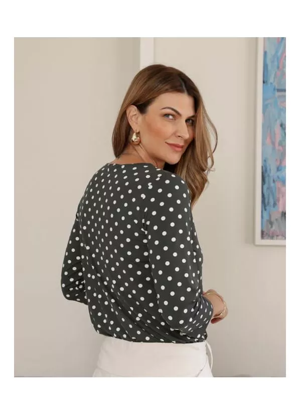 Blusa Cleide Cinza Poá 2