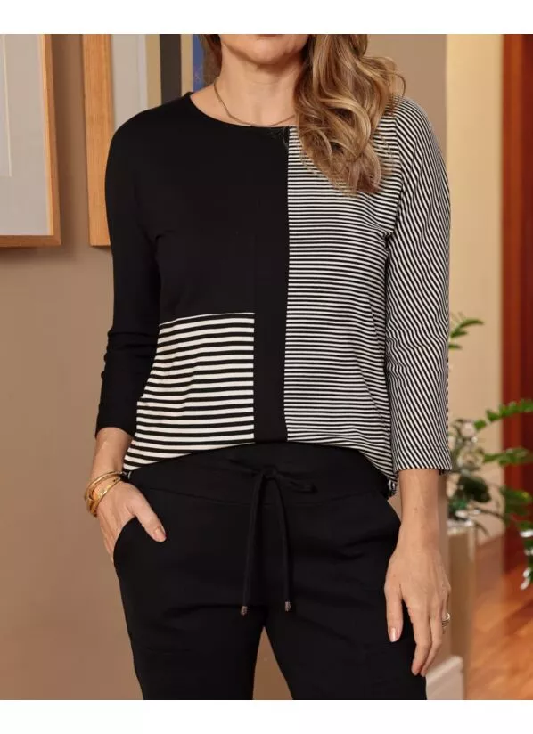 Blusa Cleusa Recortes Bicolor 2