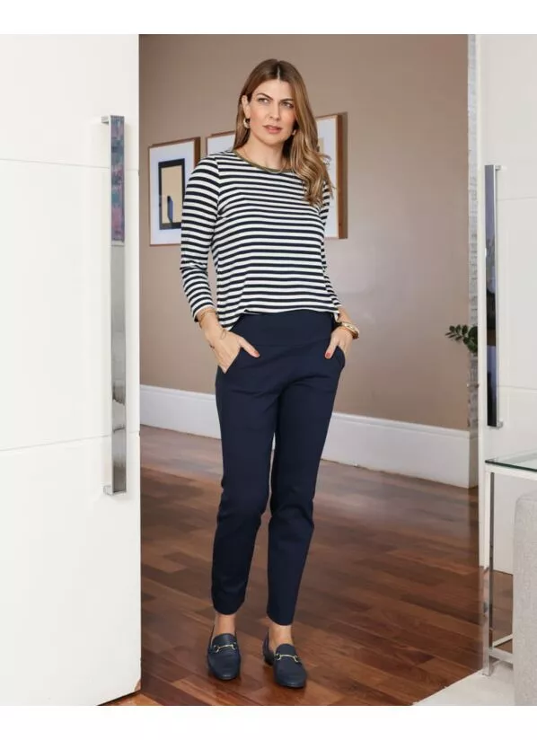 Blusa Linda Listrada com Gola Verde Oliva 3