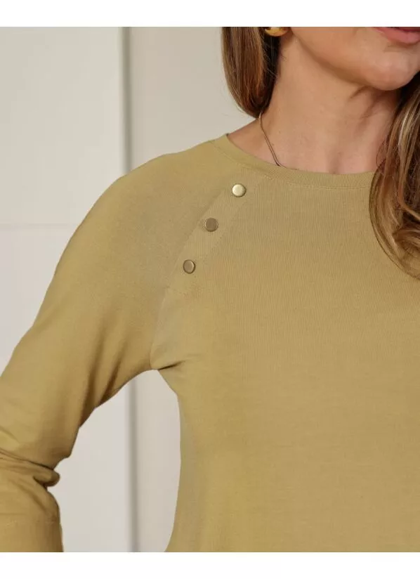 Blusa Mônica Verde-Oliva Claro com Botões Dourados 2