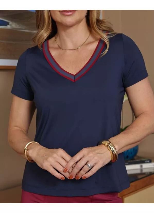 Blusa Valentina Bordo  em Malha Fluity com Decote V 1
