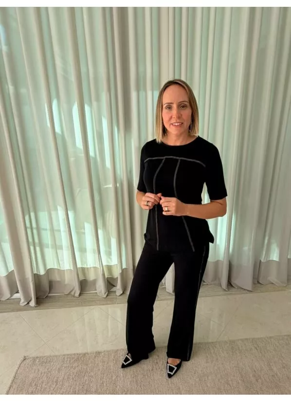 Conjunto Deise em Malha Denim Preto 1