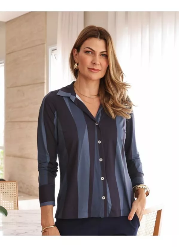 Camisa Clarice Denim em Malha Fria Estampada 2