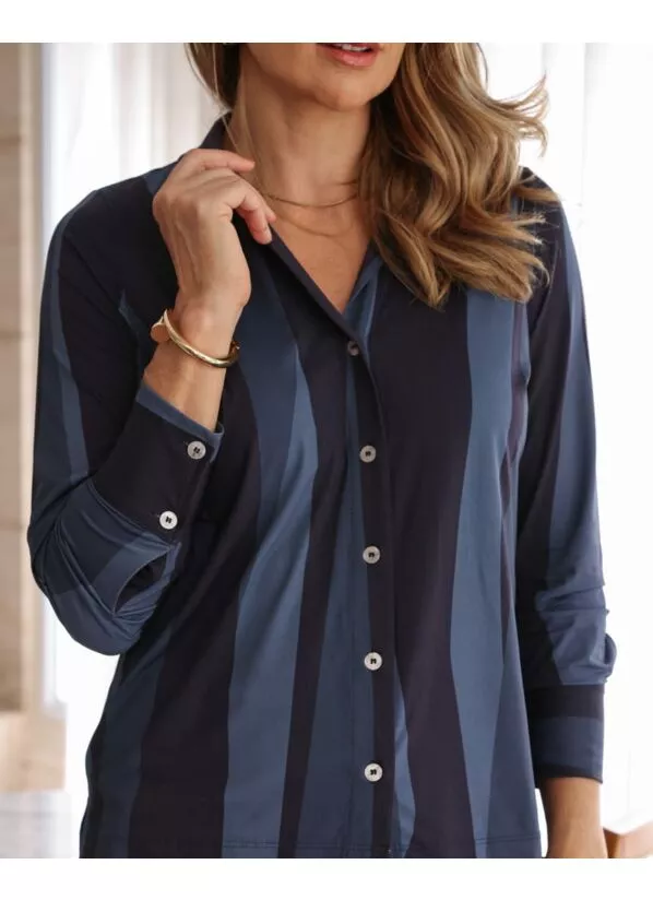 Camisa Clarice Denim em Malha Fria Estampada 1
