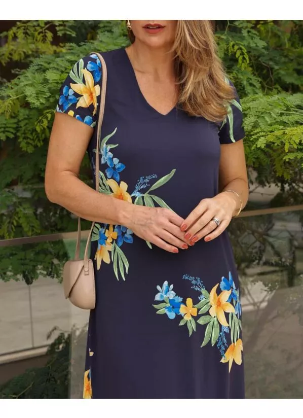 Vestido Cristina  Midi Floral em Malha Fria 3