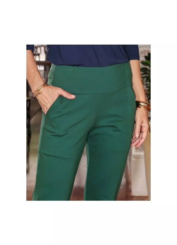 Calça Elis Feminina Malha Estruturada cor Verde Bandeira 3