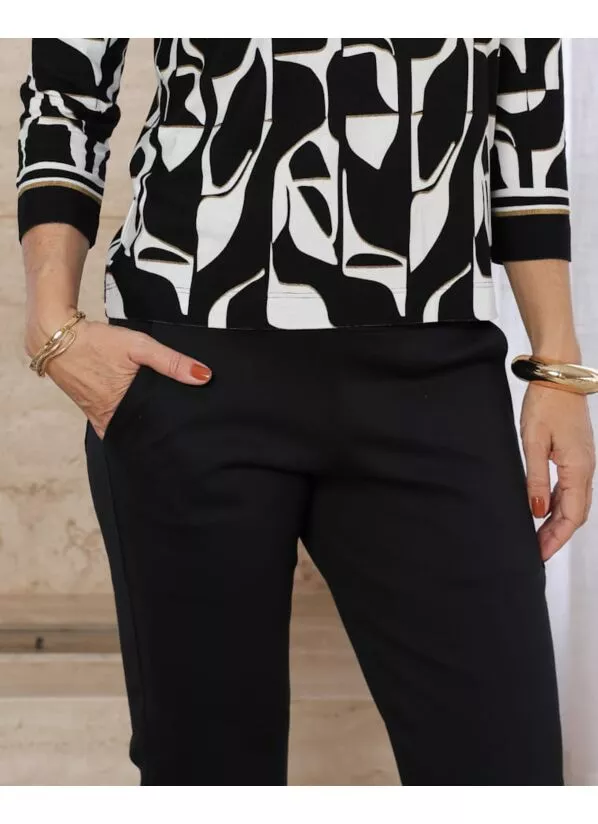 Calça Elis Feminina Malha Estruturada Preta 3