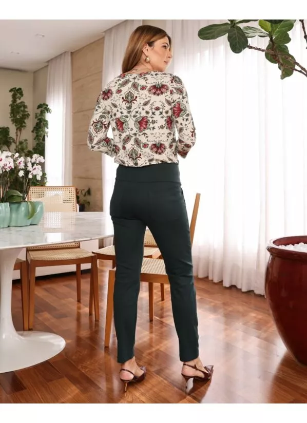Calça Elis Feminina Malha Estruturada Verde Escuro 3
