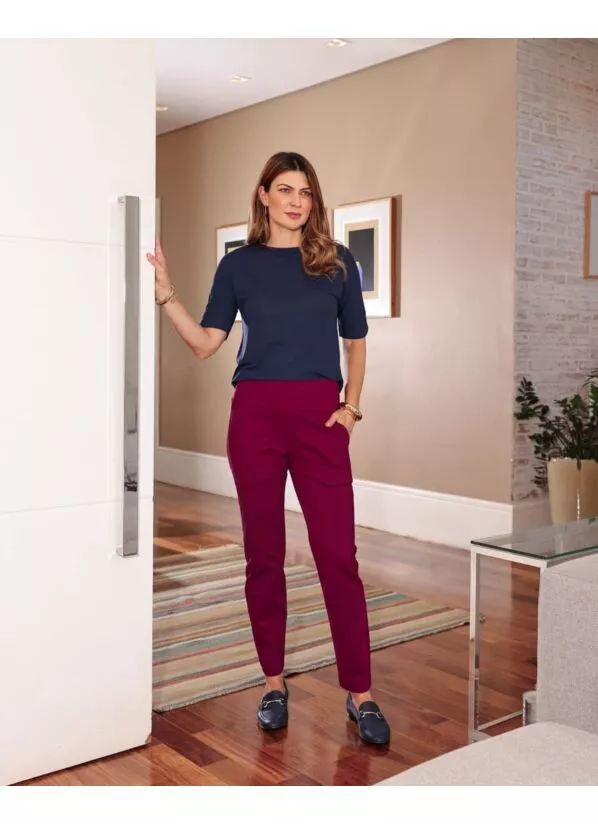 Calça Elis Feminina Malha Estruturada Vinho 1