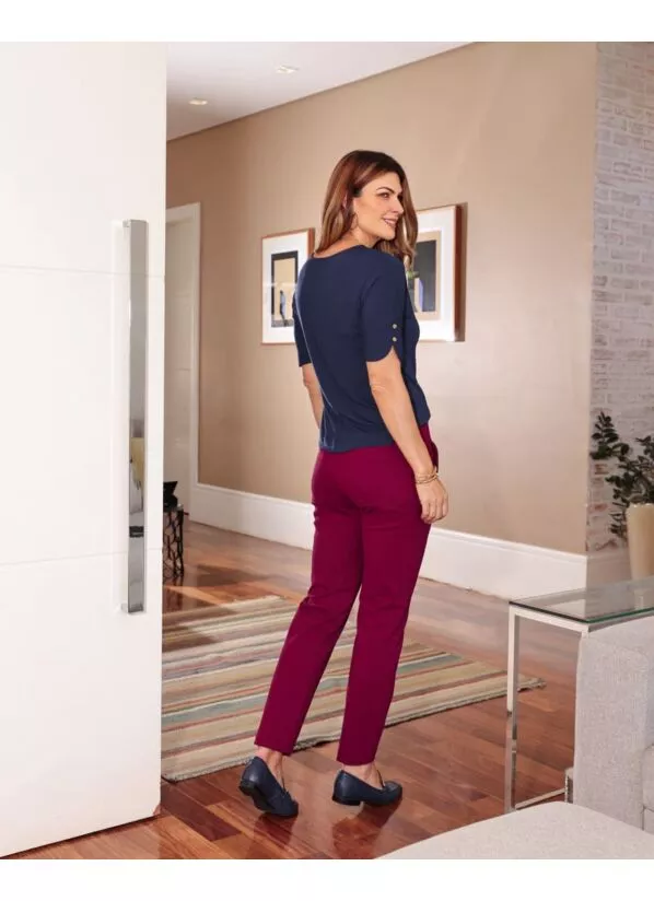 Calça Elis Feminina Malha Estruturada Vinho 3
