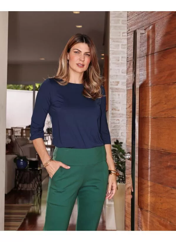 Blusa Elisa em Malha Fria – Azul Marinho 1