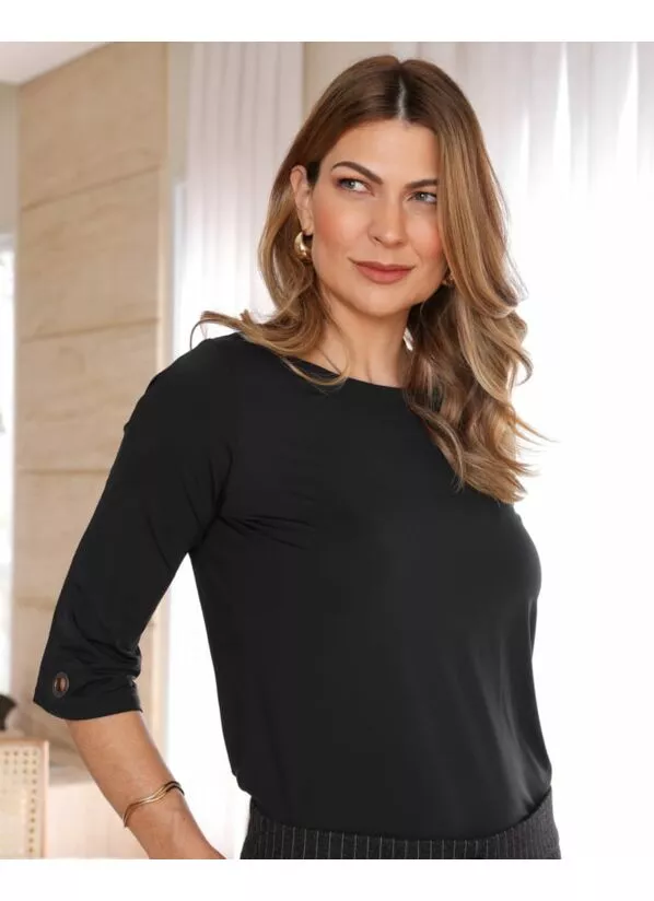 Blusa Elisa em Malha Fria – Preta 2