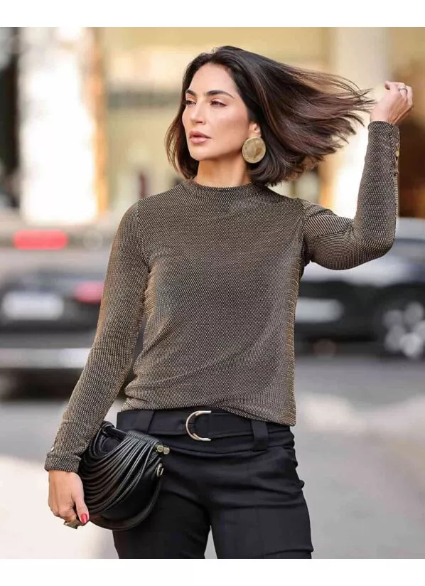 Calça Lavínia Preta Flare em Malha Premium 1