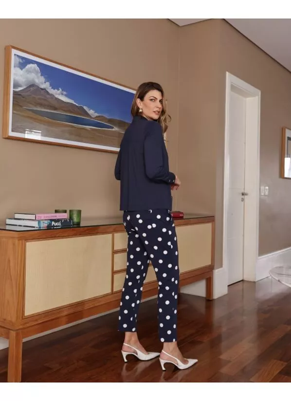 Calça Melina Poá Azul em Malha Fria 3